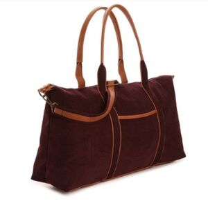 DSW Large Burgundy Corduroy Weekender Bag